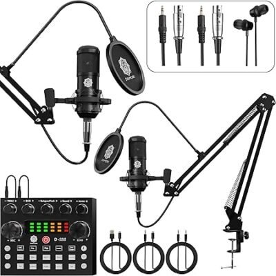 Digimore D-432 Dual Condenser Microphone Kit for Singing with V8 Sound Card