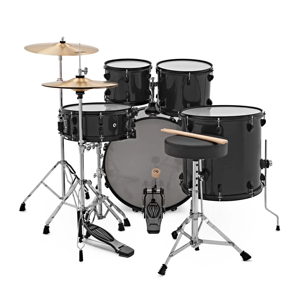 Natal K-EVB-UF22 Evolution 5-Piece Shell Pack Acoustic Drum Kit with Hardware & Cymbals - Black (1 (7) Natal K-EVB-UF22 Evolution 5-Piece Shell Pack Acoustic Drum Kit with Hardware & Cymbals - Black (1 (7)