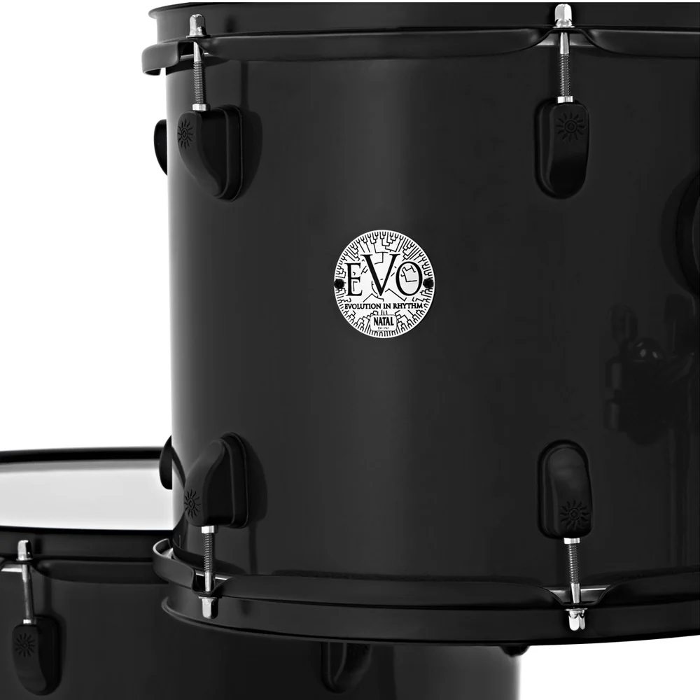 Natal K-EVB-UF22 Evolution 5-Piece Shell Pack Acoustic Drum Kit with Hardware & Cymbals - Black (1 (9) Natal K-EVB-UF22 Evolution 5-Piece Shell Pack Acoustic Drum Kit with Hardware & Cymbals - Black (1 (9)