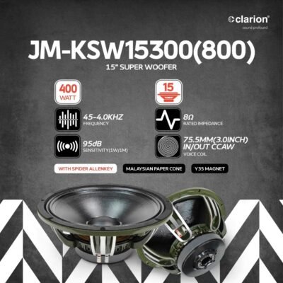 Clarion JM-KSW15300(800) 15 400W Transducer