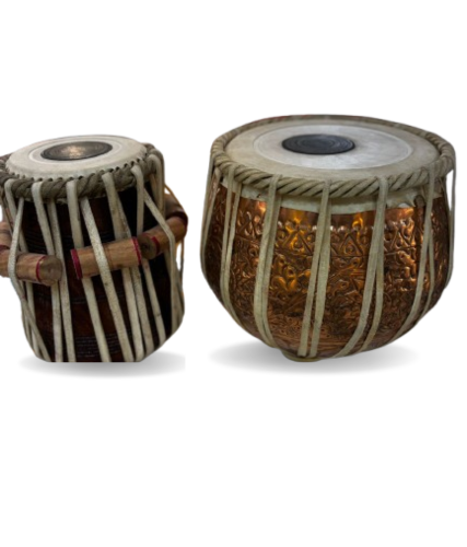 Tabla Set with Hand Engraved Copper Bayan & Sheesham Dayan Tabla Set with Hand Engraved Copper Bayan & Sheesham Dayan